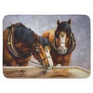 Horse Taking a Drink of Water Memory Foam Bath Rug