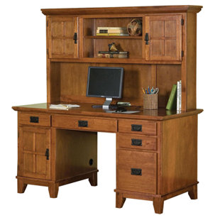 Double Pedestal Computer Desk Wayfair Ferryhill Pedestal Computer Desk With Hutch