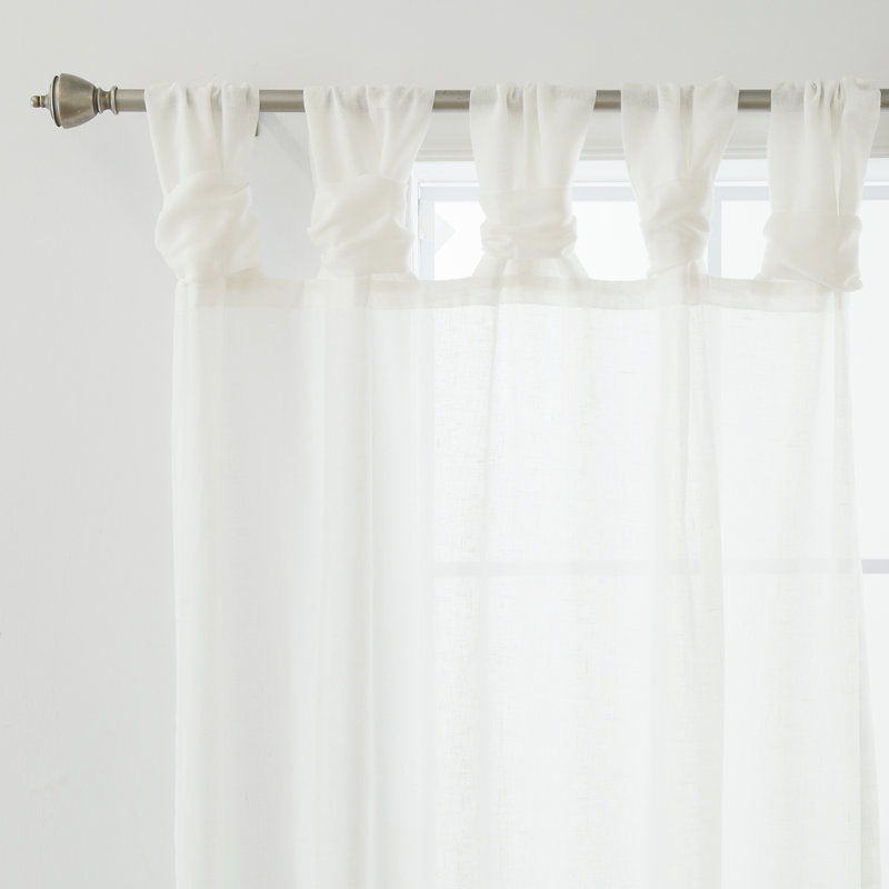 Millie Twist Faux Linen Solid Sheer Tab Top Curtain Panels & Reviews