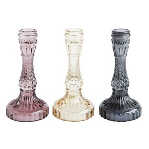 Pressed Glass Candlestick (Set of 3)