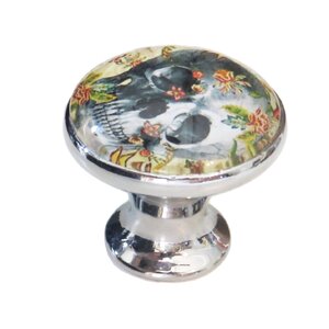 Skull in Flower Novelty Knob