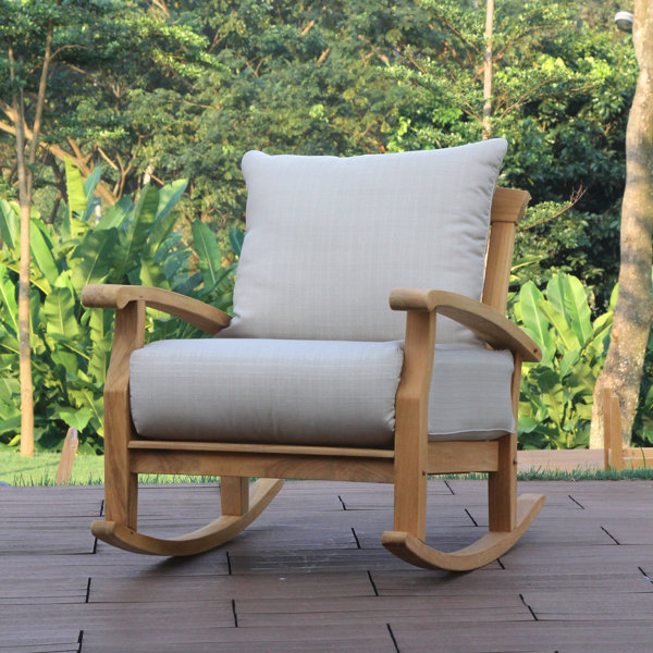 Birch Lane Heritage Summerton Teak Rocking Chair With Cushions Birch Lane Heritage Summerton Teak Rocking Chair With Cushions Reviews