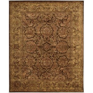 Bassham Hand-Woven Wool Brown Area Rug