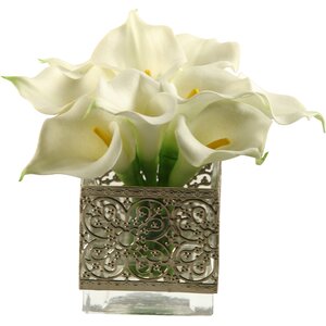 Calla Lilies in Glass Cube Vase
