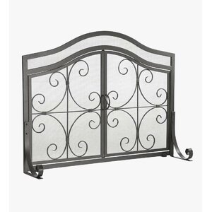 Large Single Panel Steel Fireplace Screen