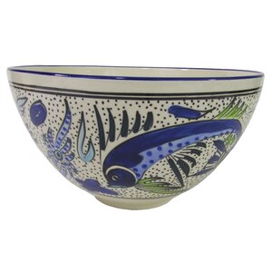 Aqua Fish Deep Stoneware Salad Bowl