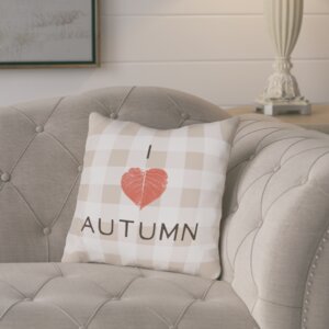 I Heart Autumn Plaid Throw Pillow