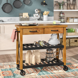Metal Kitchen Cart With Wheels Wayfair Quickview