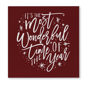 'The Most Wonderful Time' Textual Art on Wrapped Canvas in Red/White