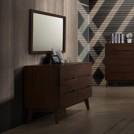 Corrigan Studio Drumnacole Mid Century 6 Drawer Dresser With Drumnacole Mid Century 6 Drawer Dresser With Mirror