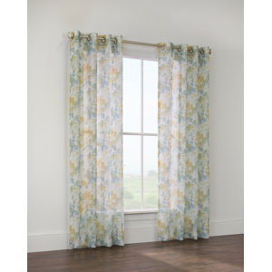Roseville Nature/Floral Sheer Grommet Single Curtain Panel