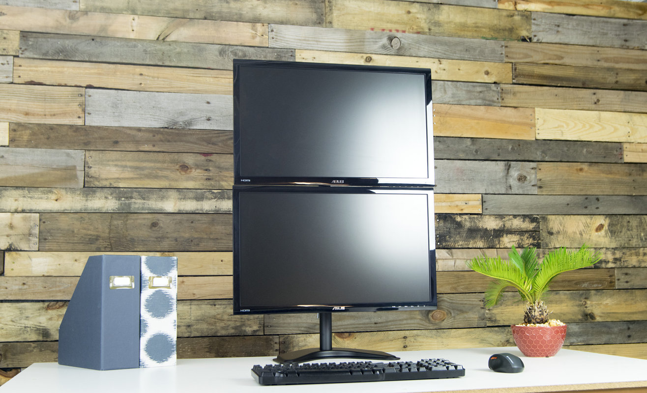 VIvo Dual LCD Monitor Free Standing Vertical Height Adjustable 2 Screen