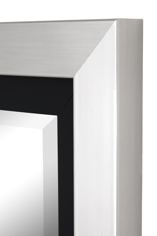 Wade Logan Brushed Nickel Silver and Satin Black Wide Flat Wall Mirror