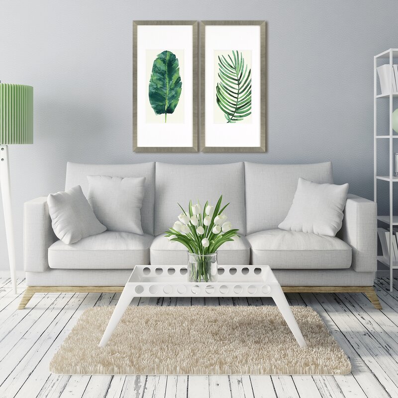 "palm leaves ii" 2 piece framed wall art set