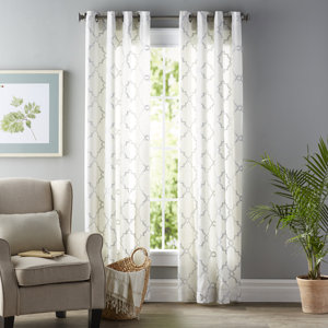 Winnett Geometric Semi-Sheer Grommet Single Curtain Panel