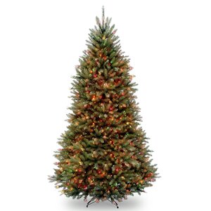 Fir 9' Hinged Green Artificial Christmas Tree with 900 Multicolored Lights