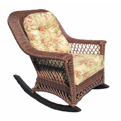 Bay Isle Home Rosado Rocking Chair  Fabric: Lucian Flint, Color: Brownwash