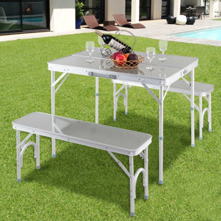 Folding Picnic Table Set Wayfair Segura Portable Folding Picnic Table Set