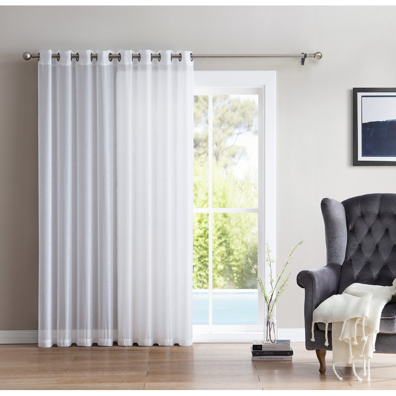 Lenwood Patio Door Solid Sheer Grommet Single Curtain Panel Lenwood Patio Door Solid Sheer Grommet Single Curtain Panel Reviews Birch Lane