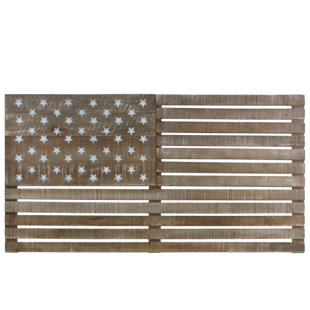 American Flag With Painted Star Wood Wall Decor American Flag With Painted Star Wood Wall Decor