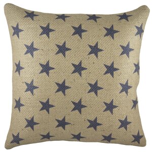 Patriotic Stars Burlap Throw Pillow