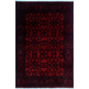 One-of-a-Kind Alban Hand-Knotted Red Border Area Rug