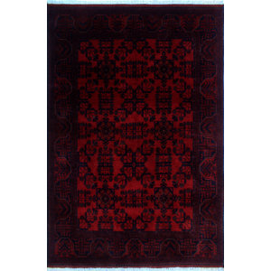 One-of-a-Kind Alban Hand-Knotted Red Border Area Rug