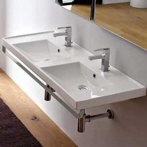 ML Ceramic Rectangular Wall-Mount Bathroom Sink with Overflow