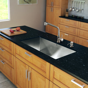 VIGO 30 inch Undermount Single Bowl 16 Gauge Stainless Steel Kitchen Sink with Avondale Stainless Steel Faucet, Grid, Stra...
