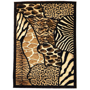 Animal Skin Prints Patchwork Design Brown Area Rug