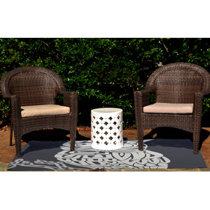 Irvin Hootie Bird Print Navy Blue Outdoor Indoor/Outdoor Area Rug