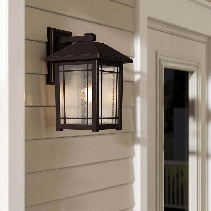 Darby Home Co Beams 1-Light Glass Outdoor Wall Lantern | Wayfair