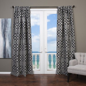 Raja Geometric Semi-Sheer Rod pocket Single Curtain Panel