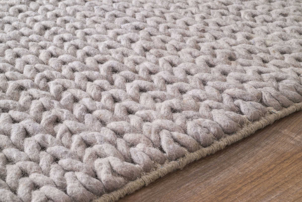 Langley Street Makenzie Woolen Cable Hand Woven Light Gray Area Rug Makenzie Woolen Cable Hand Woven Light Gray Area Rug