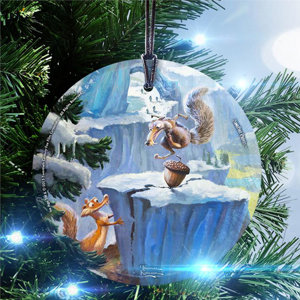 Thomas Kinkade Artwork (Ice Age - Scrat) StarFire Prints Glass Hanging Ornament