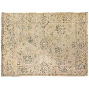 Oushak Hand-Knotted Wool Ivory Area Rug