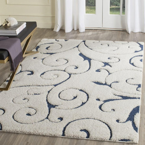 Alison Cream Navy Blue Area Rug Allmodern Alison Cream Navy Blue Area Rug