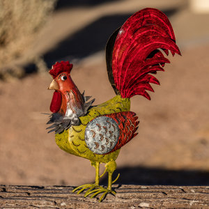 Bali Garden Metal Rooster Garden Statue