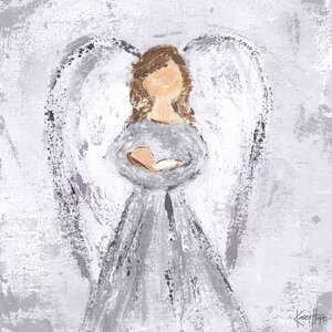 New Blessings Angel Painting Print on Canvas in Silver