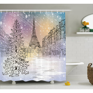 Louella Winter Ations Image of Stormy Winter Day Shower Curtain