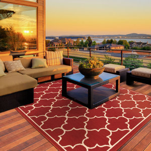 Duncan Red/Ivory Indoor/Outdoor Area Rug