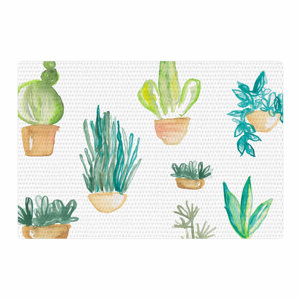 Jessi Blake Plants and Cacti Illustration Green/White Area Rug