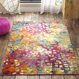 Oil Cloth Rugs Wayfair Annabel Loom Pink Green Yellow Area Rug