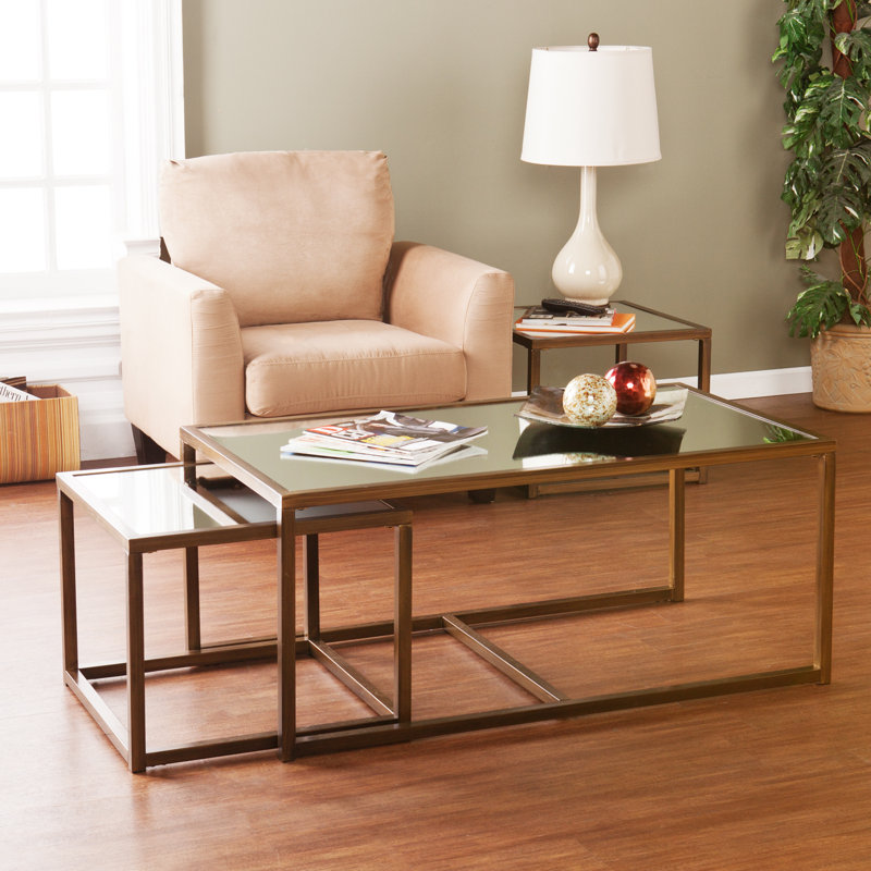 Bowery Coffee Table With Nested Stools Reviews Joss Main Bowery Coffee Table With Nested Stools