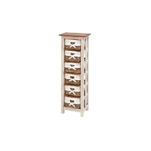 6 Drawer Solid Wood Rattan Accent Chest