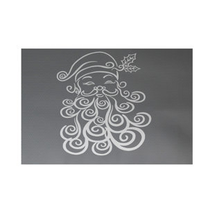 Santa Baby Decorative Holiday Print Gray Indoor/Outdoor Area Rug