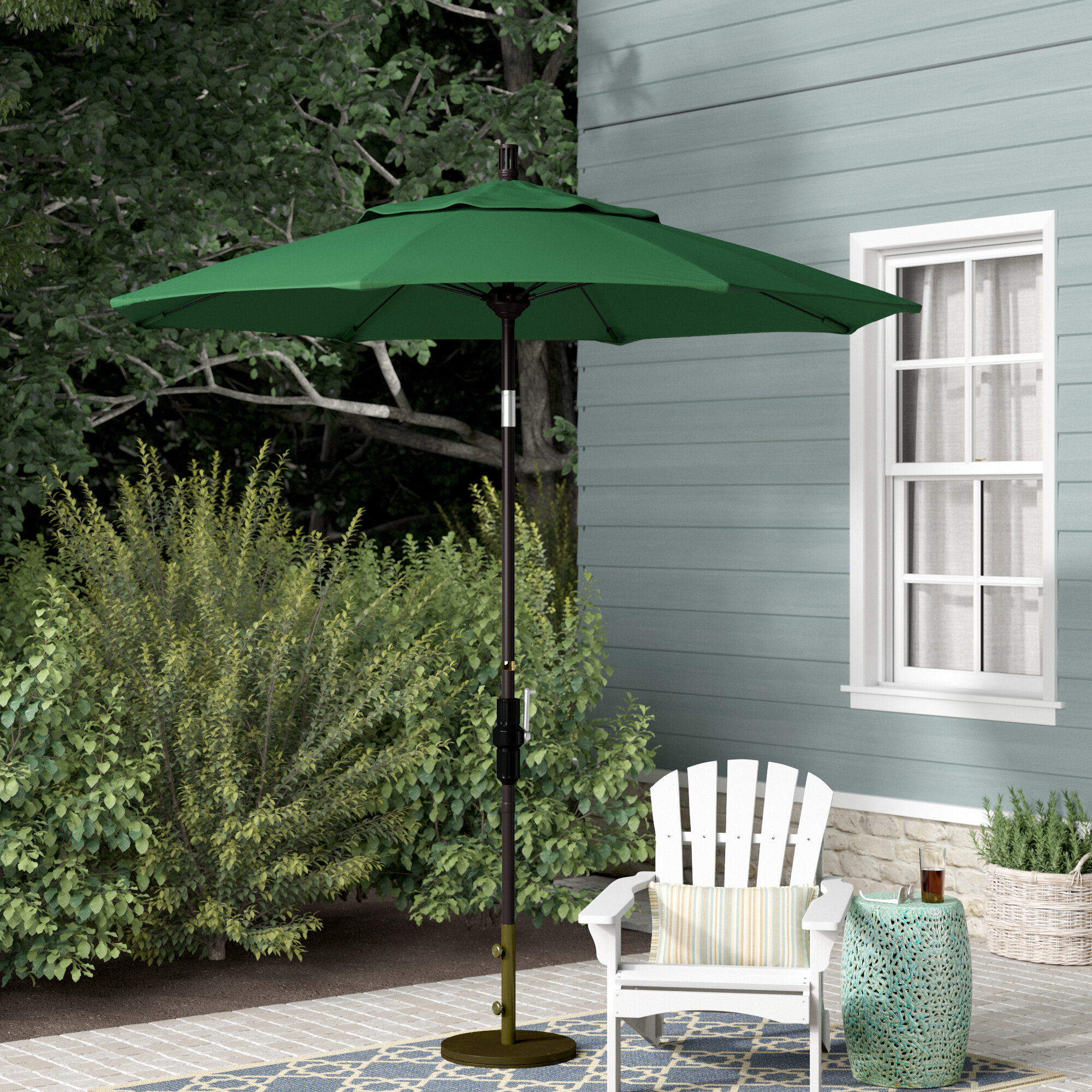 7 5ft Aluminum Market Umbrella Crank Tiltpatios Bistros Terra Cotta Decks Umbrella Home Garden