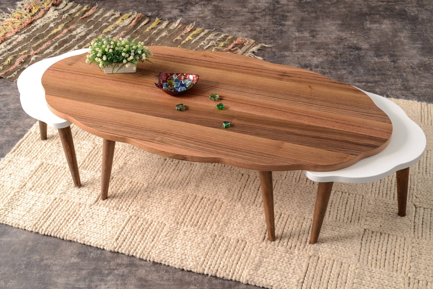 Corrigan Studio Everett 3 Piece Walnut Coffee Table Set Wayfair
