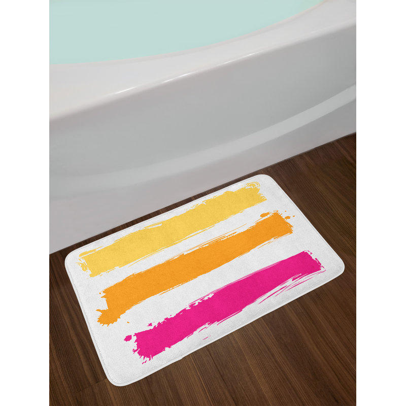East Urban Home Ambesonne Orange And Pink Bath Mat By Grunge Paint Ambesonne Orange And Pink Bath Mat By Grunge Paint Smear Composition Abstract Banner Design