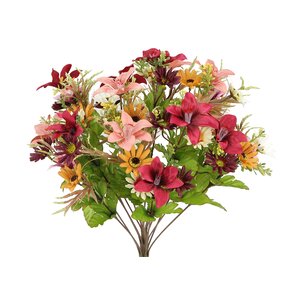 18 Stems Artificial Alstromeria and Daisy Mixed Flowers Bush for Home Office, Wedding, Restaurant Decoration Arrangement